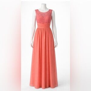 Jaeden Coral Pink Lace Bodice Formal Gown Size Small